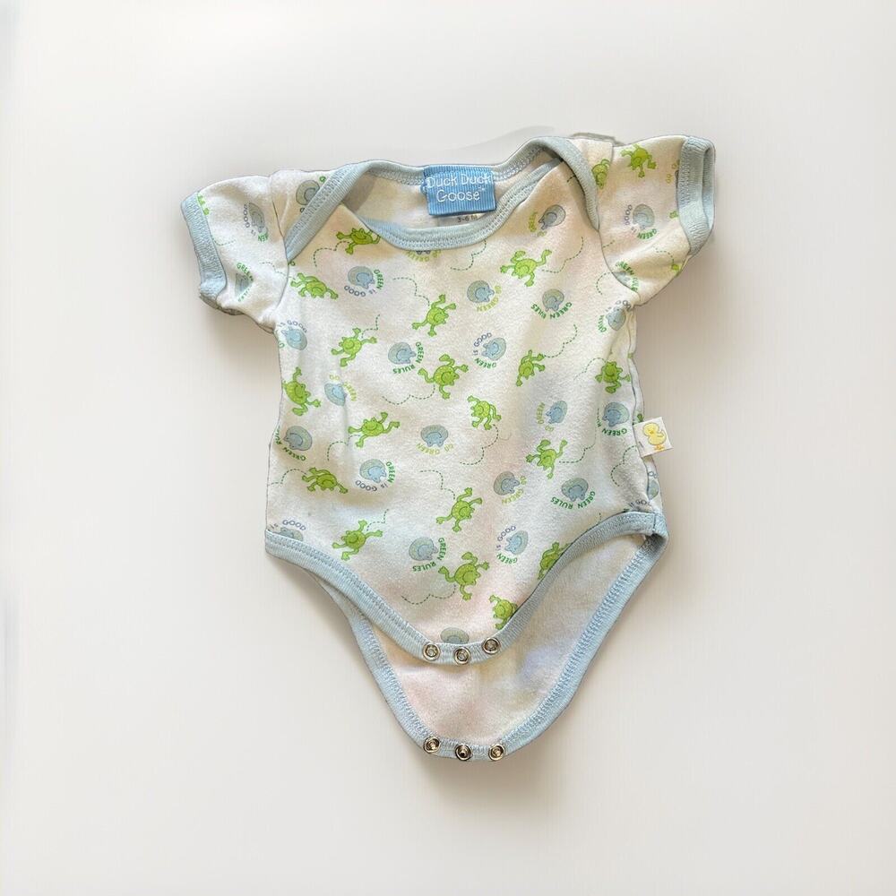Duck Duck Goose White And Blue 1 Pc Size 3-6 Months boy girl Green Rules
